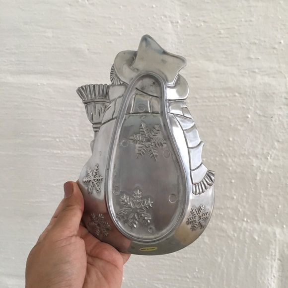 Matt Silver Festive Holiday Winter Snowman Trinket Dish - Picture 9 of 9